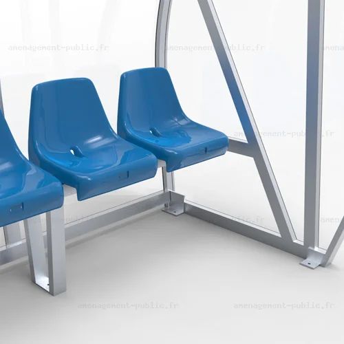 Abri de touche 4 places en aluminium et polycarbonate
